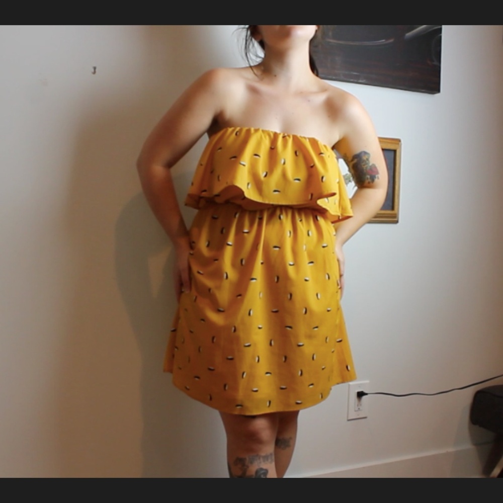 Mustard Yellow Penguin Print Dress